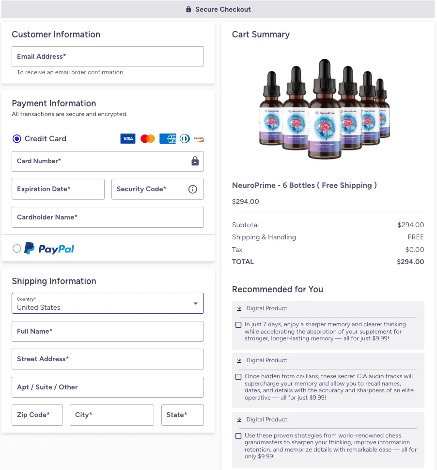 NeuroPrime Checkout